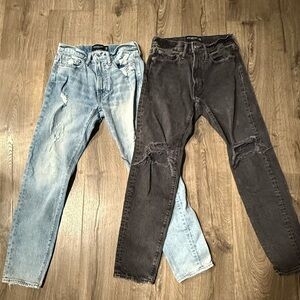 Abercrombie & Fitch Light Blue and Dark Gray vintage stretch 90s slim Jeans